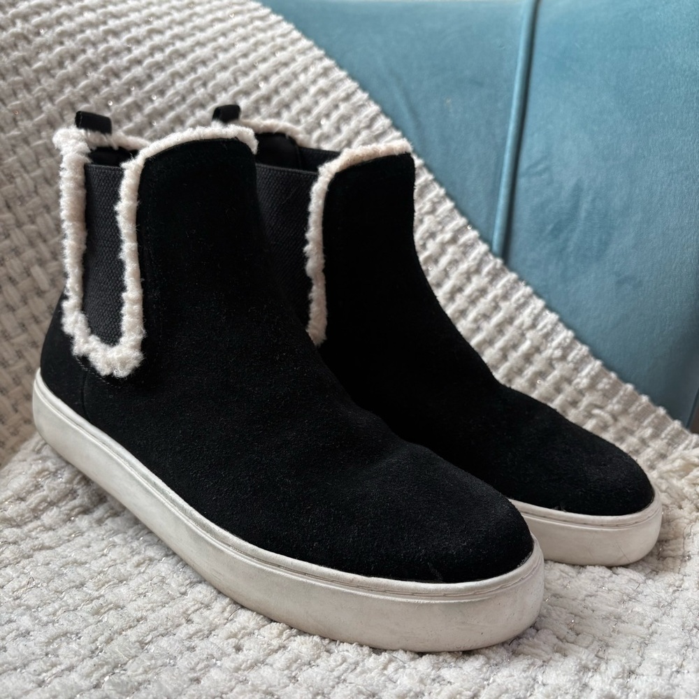 Lucky Brand Kichai Sneaker Booties in black suede size 8.5